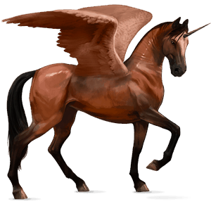 winged riding unicorn purebred spanish horse cherry bay