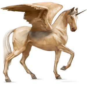 winged riding unicorn palomino