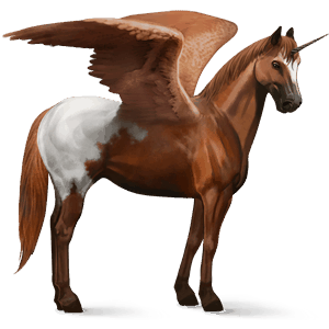 winged riding unicorn chestnut tobiano