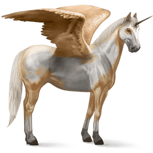 winged riding unicorn cremello