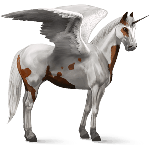 winged riding unicorn paint horse chestnut tovero 