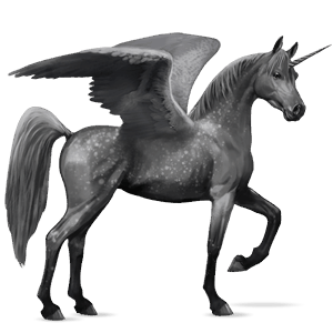 winged riding unicorn dapple gray