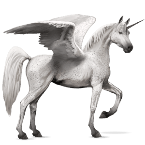 winged riding unicorn fleabitten gray