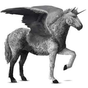 winged riding unicorn dapple gray tobiano