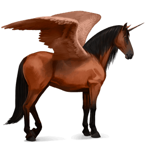 winged riding unicorn purebred spanish horse cherry bay