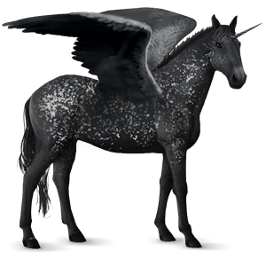 winged riding unicorn black snowflake 