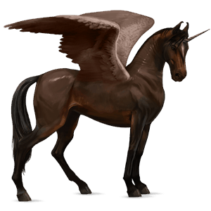 winged riding unicorn dark bay