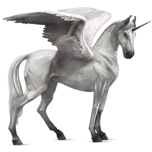 winged riding unicorn light gray