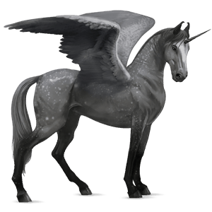 winged riding unicorn dapple gray