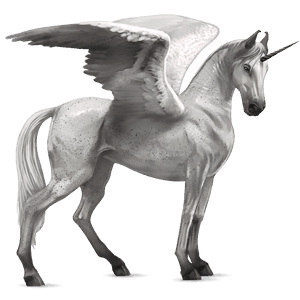 winged riding unicorn marwari light gray