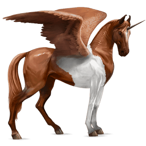 winged riding unicorn marwari chestnut tobiano