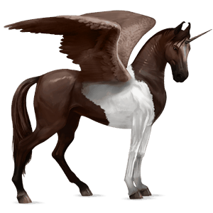 winged riding unicorn marwari liver chestnut tobiano