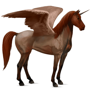 winged riding unicorn mustang strawberry roan