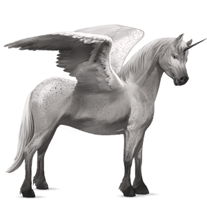 winged unicorn pony  fleabitten gray