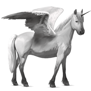 winged unicorn pony  connemara light gray