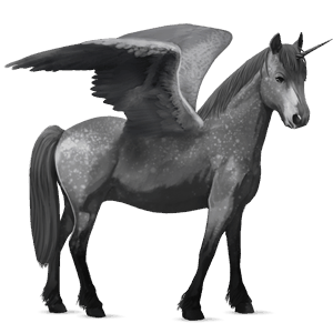 winged unicorn pony  dapple gray