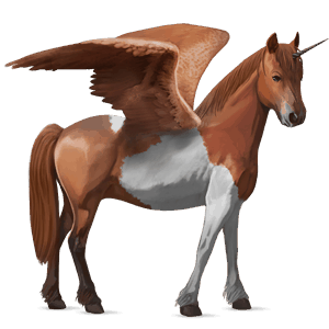 winged unicorn pony  chestnut tobiano