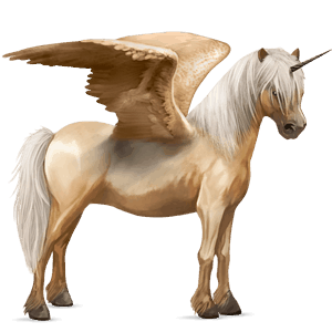 winged riding unicorn brumby cremello