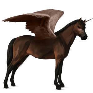 winged unicorn pony  dark bay