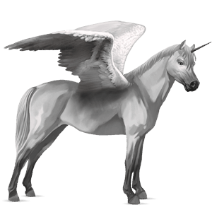 winged unicorn pony  light gray