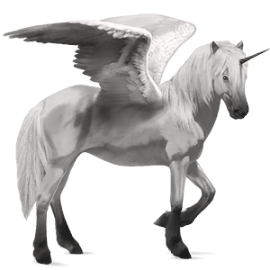 winged riding unicorn light gray