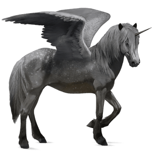 winged riding unicorn dapple gray