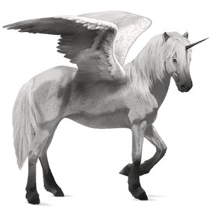 winged riding unicorn fleabitten gray