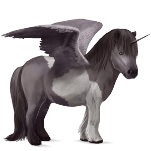 winged unicorn pony  shetland mouse gray tobiano