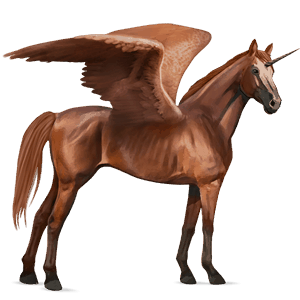 winged riding unicorn thoroughbred chestnut