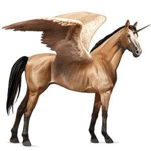 winged riding unicorn thoroughbred dun