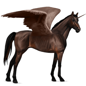 winged riding unicorn thoroughbred dark bay