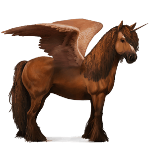 winged riding unicorn vanner chestnut