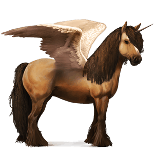 winged riding unicorn vanner dun