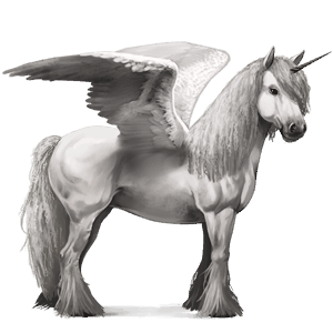 winged riding unicorn light gray