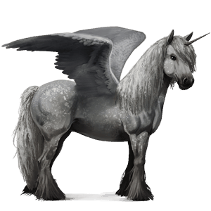 winged riding unicorn dapple gray