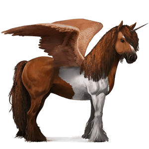 winged riding unicorn vanner chestnut tobiano