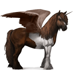 winged riding unicorn liver chestnut tobiano