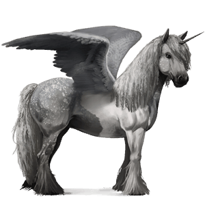winged riding unicorn brumby dun