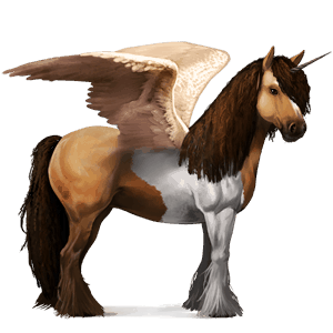 winged riding unicorn dun tobiano