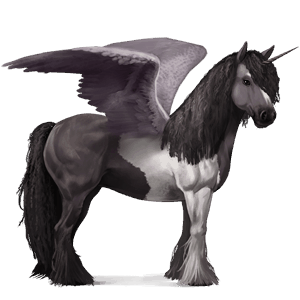 winged riding unicorn vanner mouse gray