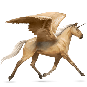 winged riding unicorn thoroughbred cremello