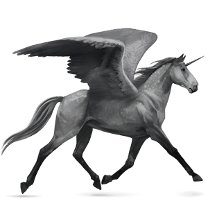 winged riding unicorn french trotter dapple gray