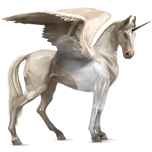 winged riding unicorn cremello tobiano
