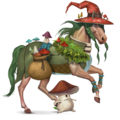 riding unicorn mushroom witch